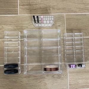 Set of 4 Clear Acrylic Make-up Organizers